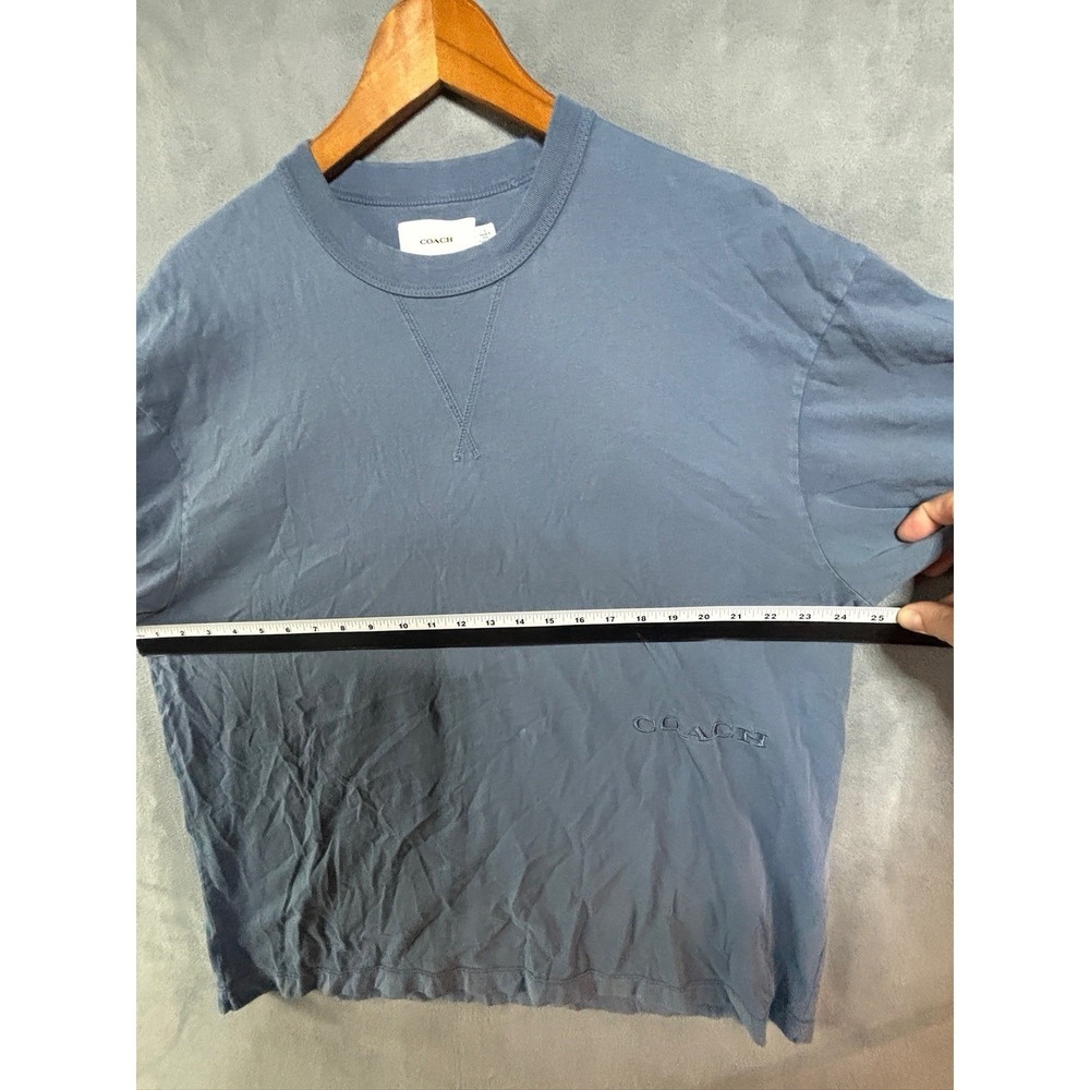 COACH Garment Dye Blue Crewneck Tee Shirt Size L - Picture 4 of 9
